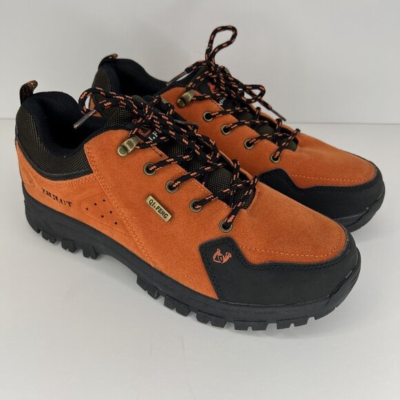QI.Feng Hiking Burnt Orange Shoes Euro Size 44 Suede-Look Slip-Resistant Sneaker - Picture 2 of 11